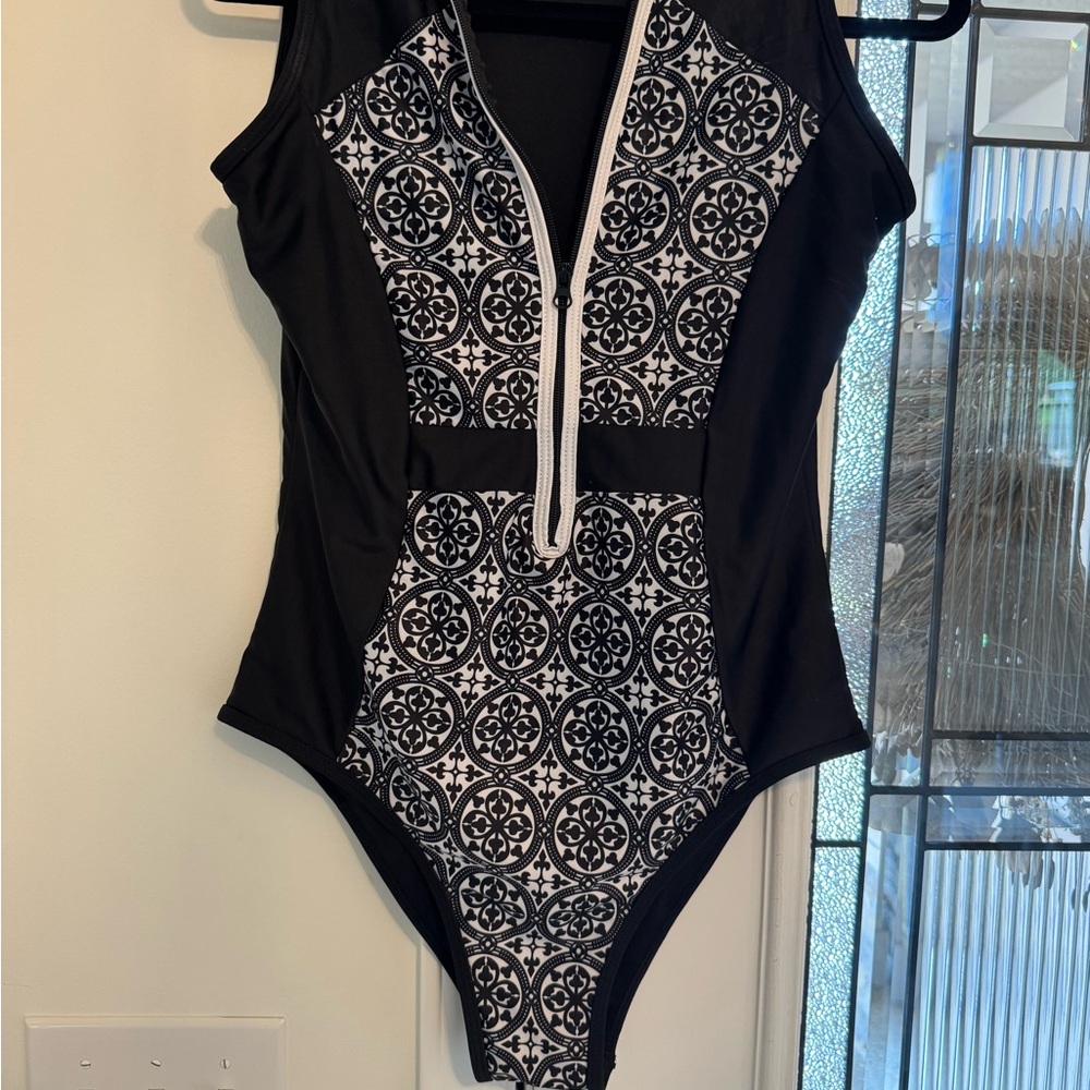 Black and White Womens One Piece Swimsuit